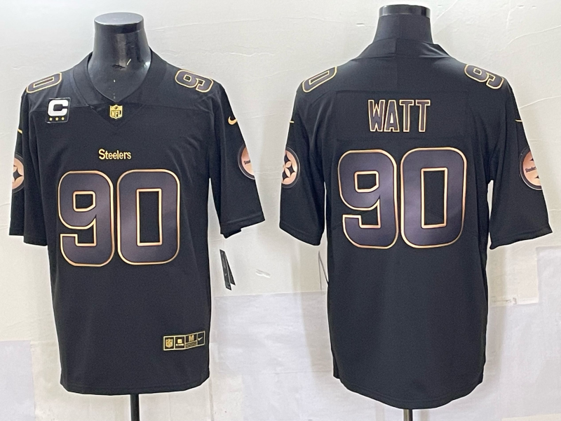 Men Pittsburgh Steelers #90 Watt Black Nike Limited NFL 2025 Jersey style 02->pittsburgh steelers->NFL Jersey